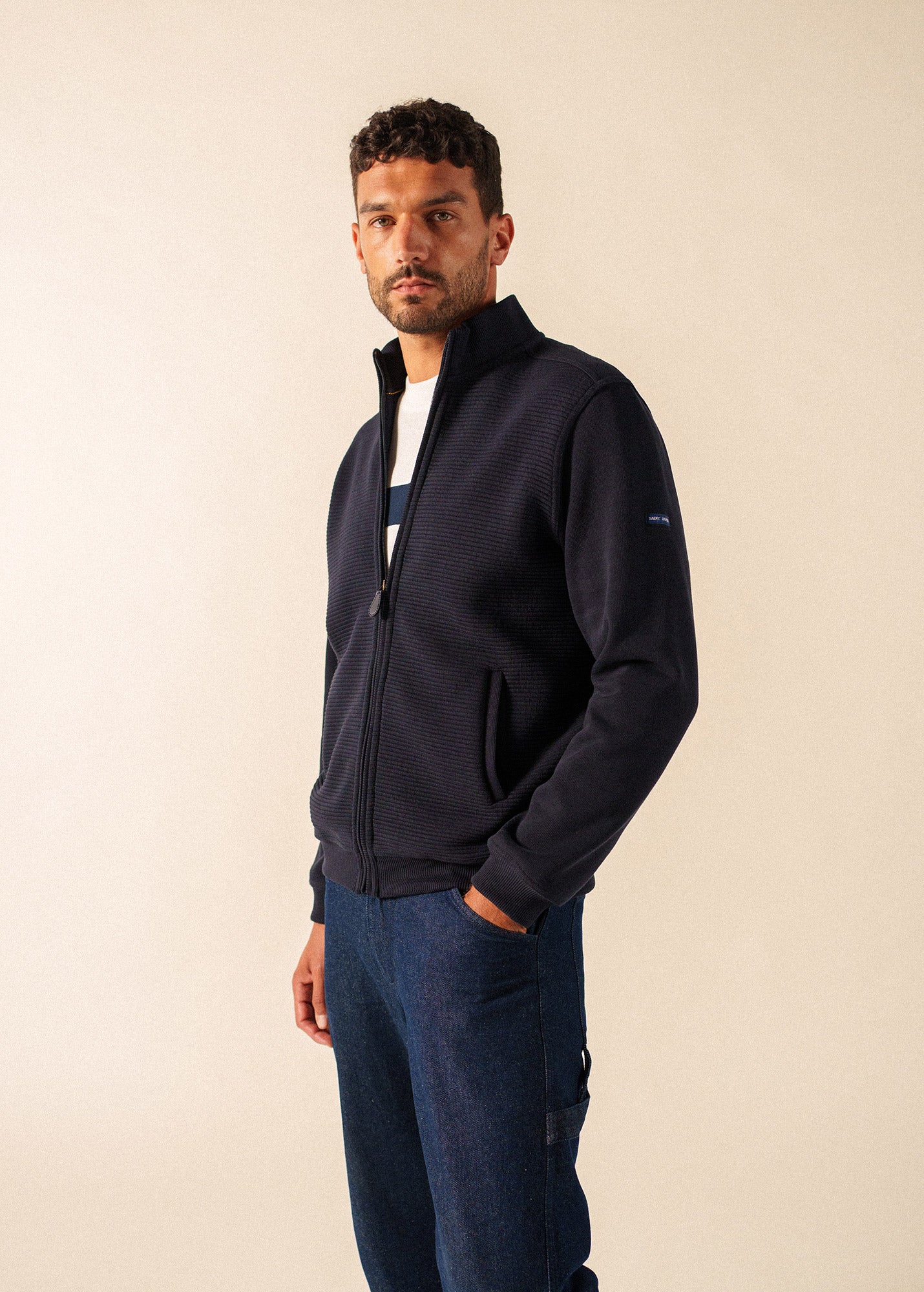 Matteo Full-Zip Cardigan | American Rib Knit | Saint James