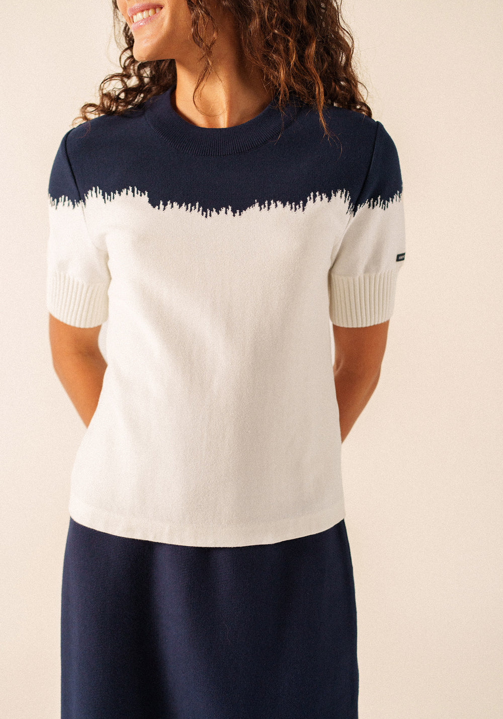Nicosie sweater x Isabelle Ballu (IVORY / NAVY)