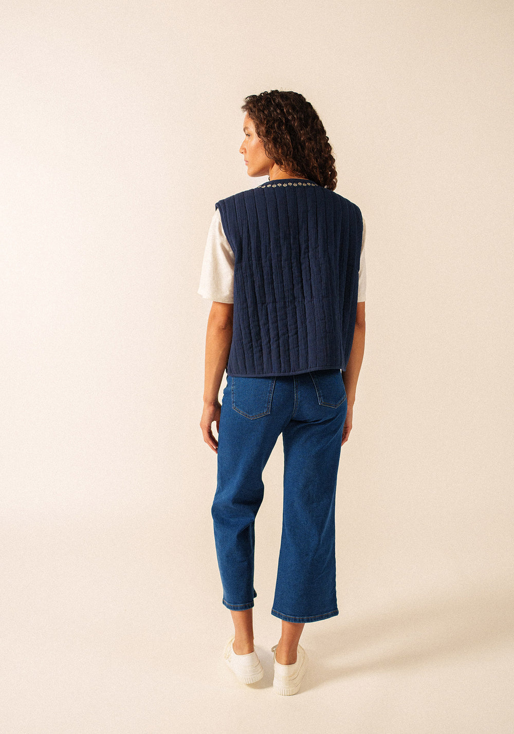 St Lily cotton quilted vest (NAVY / SAIL CANVAS)