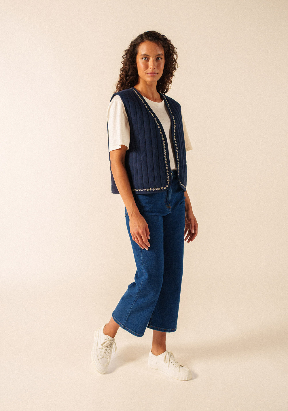 St Lily cotton quilted vest (NAVY / SAIL CANVAS)