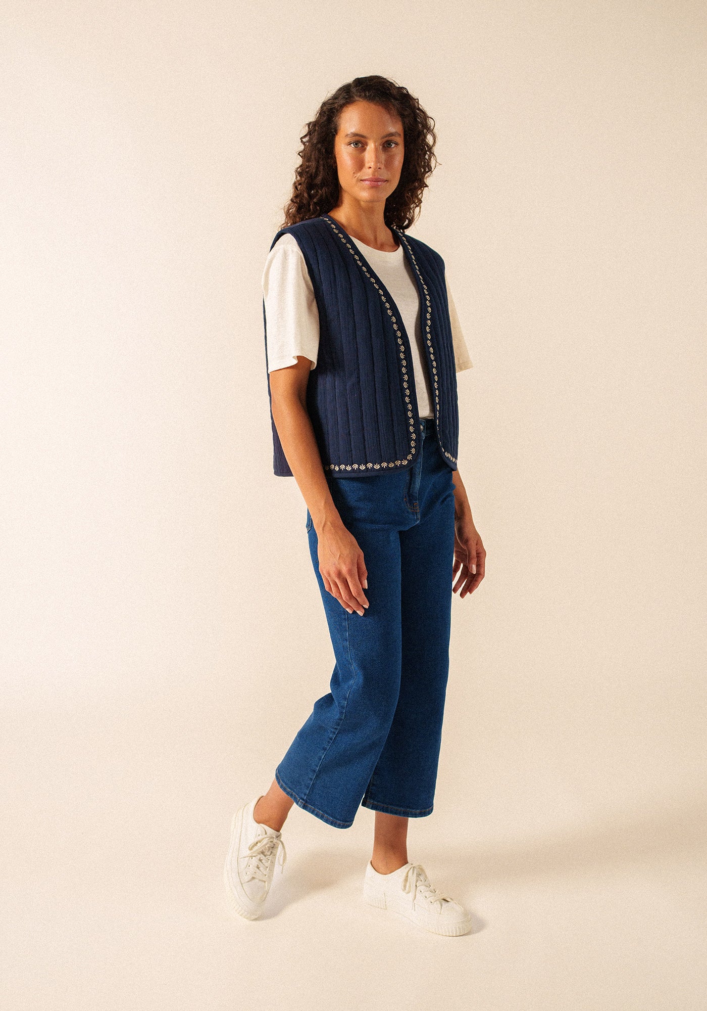 St Lily cotton quilted vest (NAVY / SAIL CANVAS)
