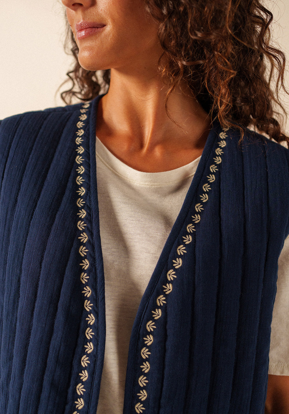 St Lily cotton quilted vest (NAVY / SAIL CANVAS)