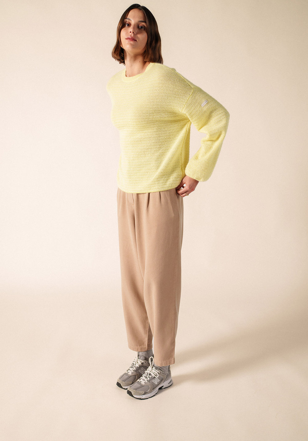 ASCAIN Puff-Sleeve Mohair Sweater (BUTTER YELLOW / WINTER WHITE)