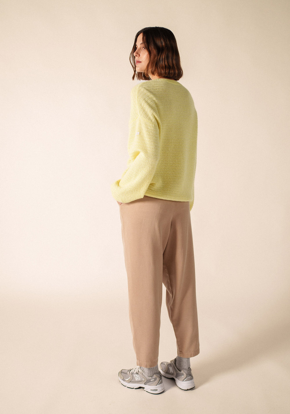 ASCAIN Puff-Sleeve Mohair Sweater (BUTTER YELLOW / WINTER WHITE)