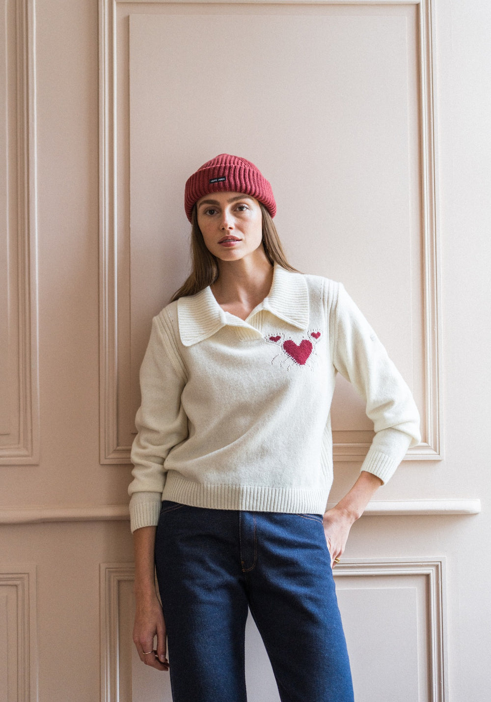 PORTUNE Sweater (IVORY / BURGUNDY)