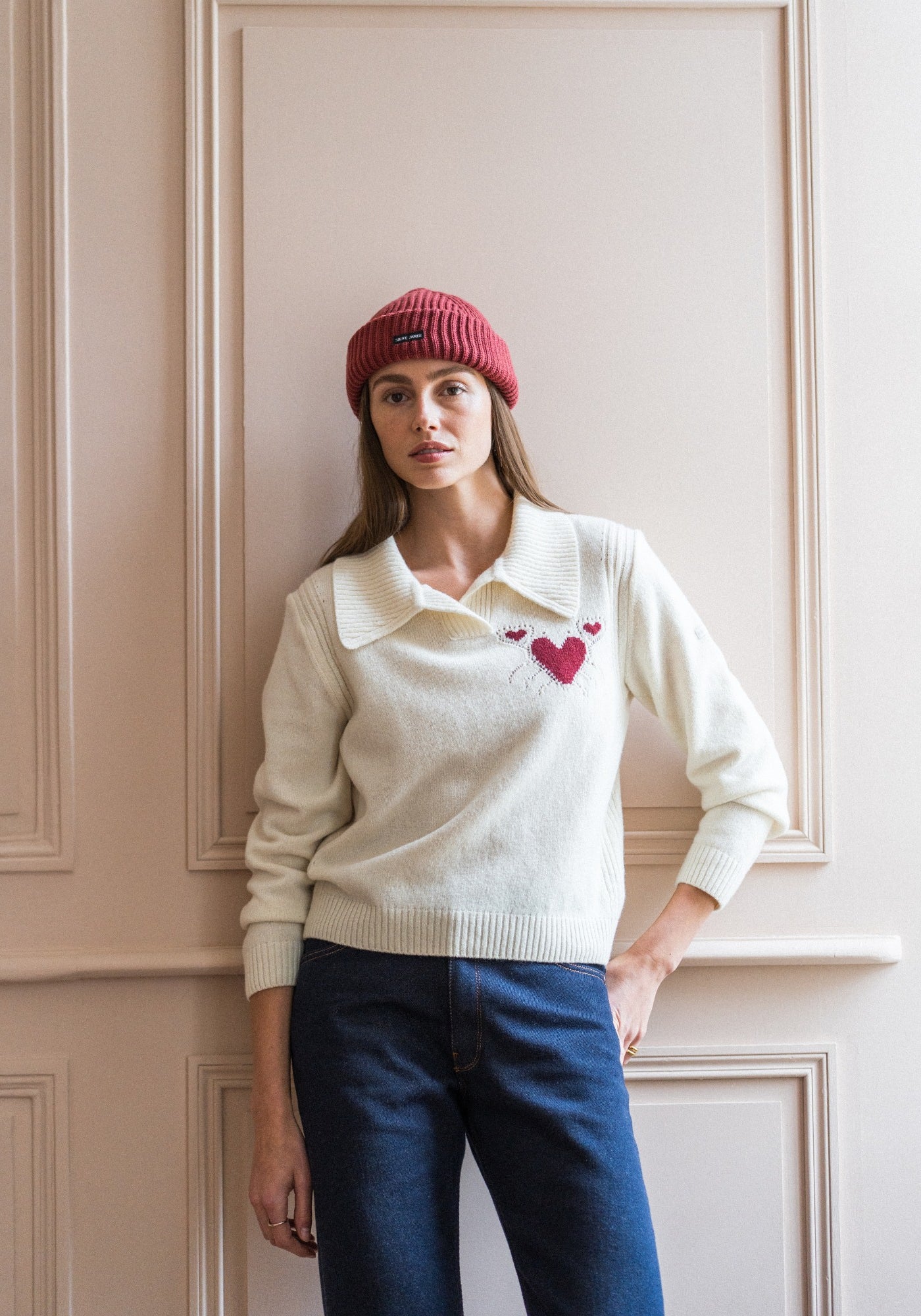 PORTUNE Sweater (IVORY / BURGUNDY)
