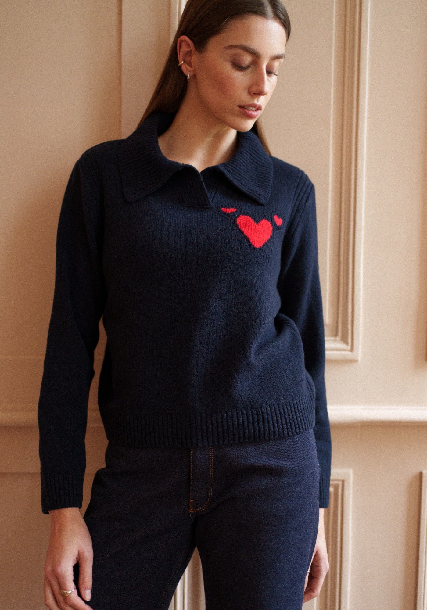 PORTUNE Sweater (NAVY / RED)