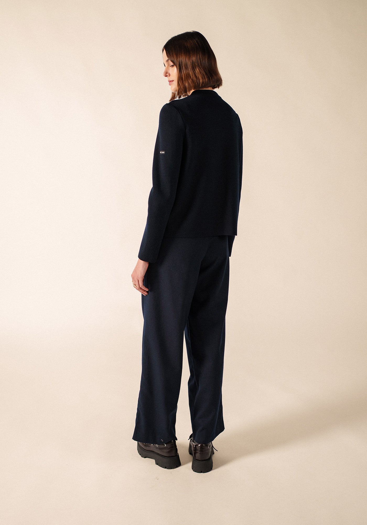 BOUSSOLE Wool Ponte Knit Jacket (NAVY)