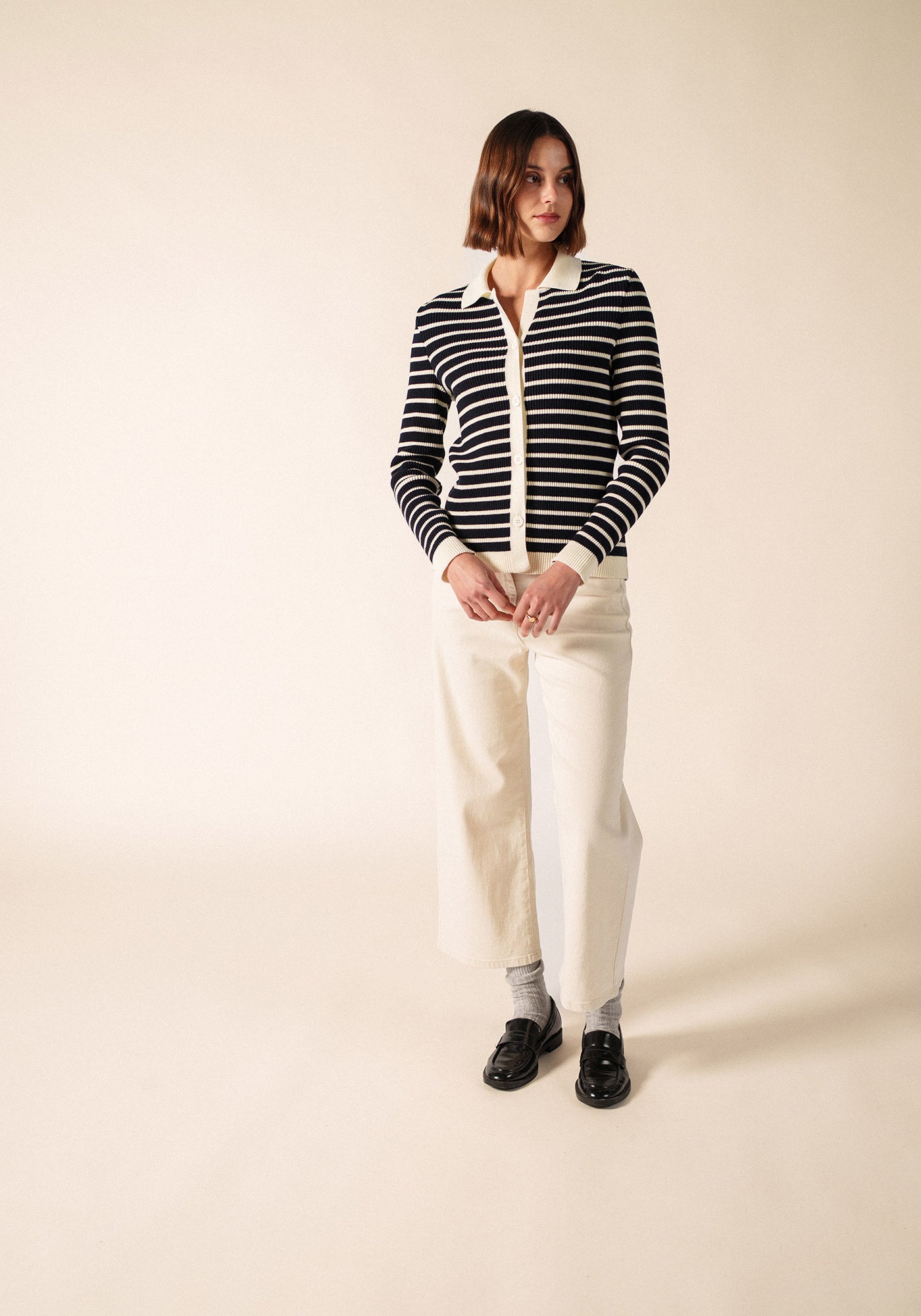 EQUAINVILLE Cardigan (NAVY / IVORY)