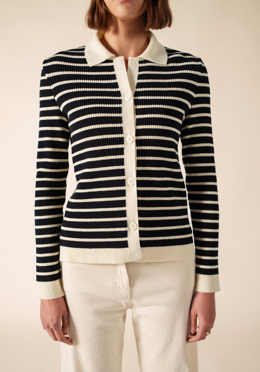 EQUAINVILLE Cardigan (NAVY / IVORY)
