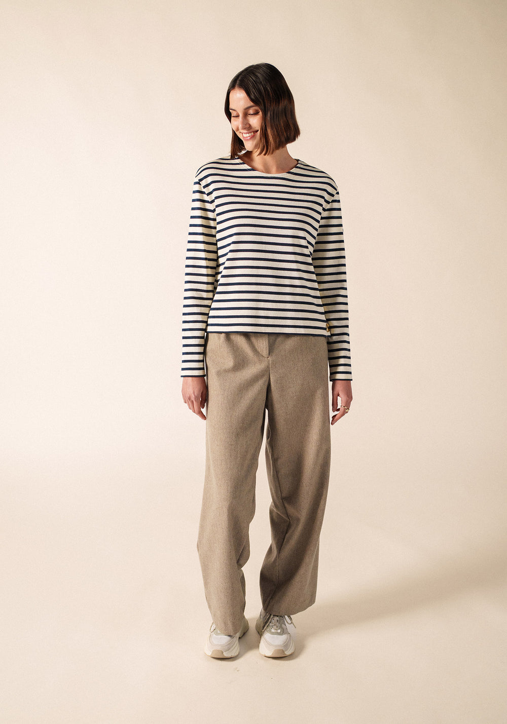 SAURAT Breton Shirt (ECRU / NAVY)