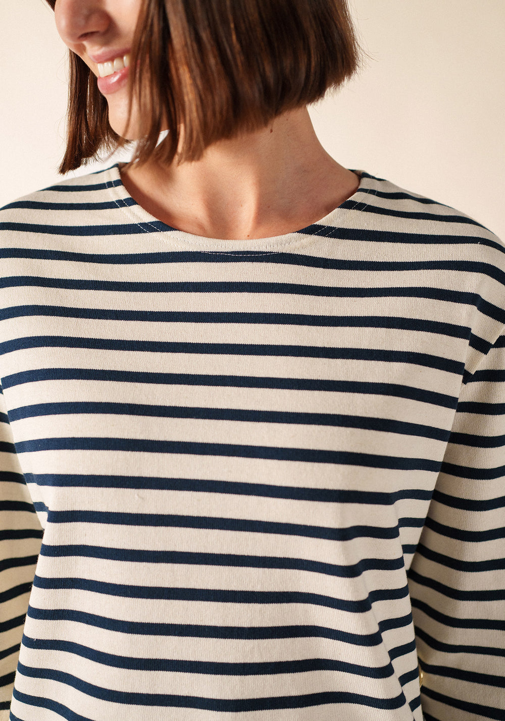 SAURAT Breton Shirt (ECRU / NAVY)