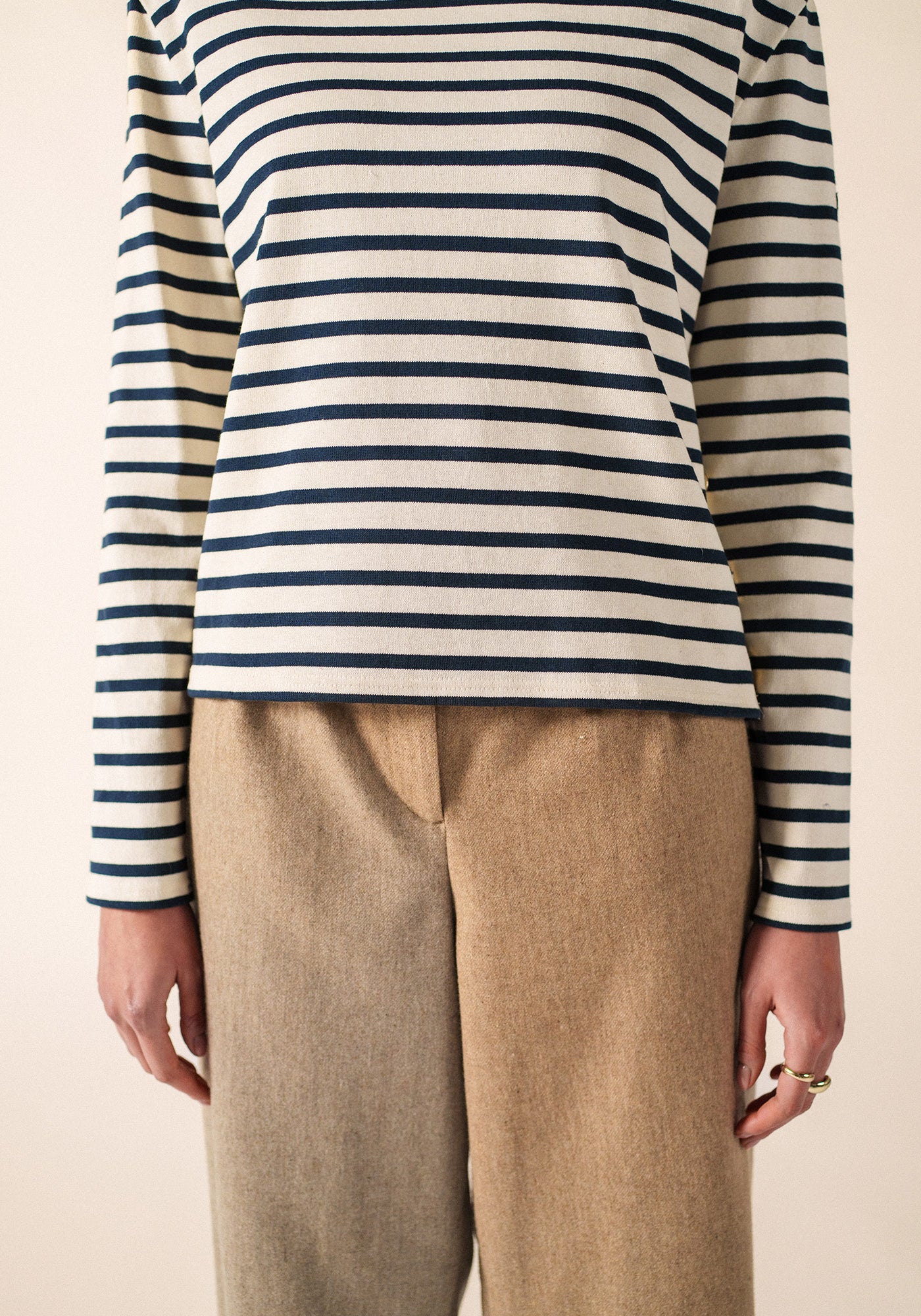 SAURAT Breton Shirt (ECRU / NAVY)