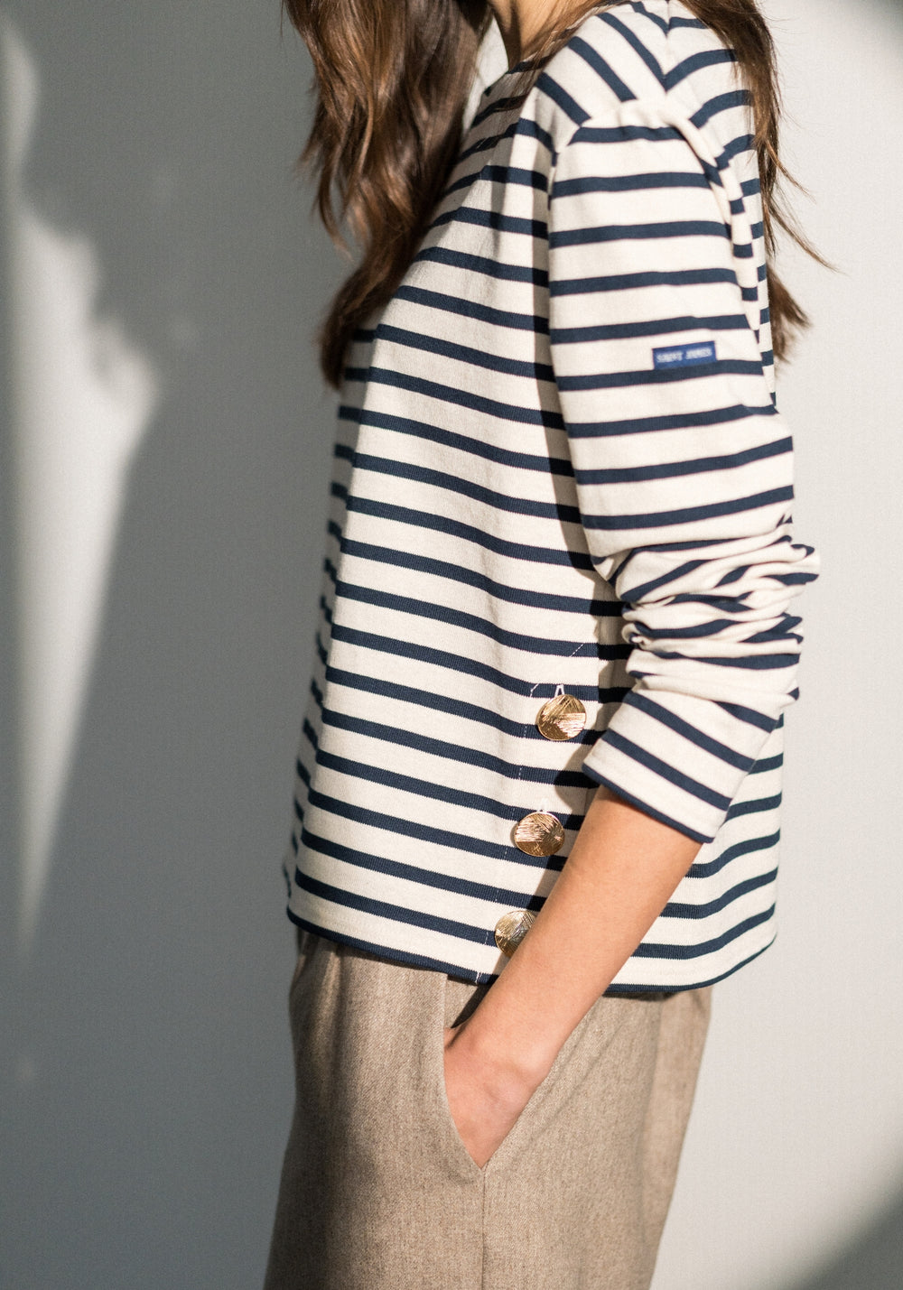 SAURAT Breton Shirt (ECRU / NAVY)