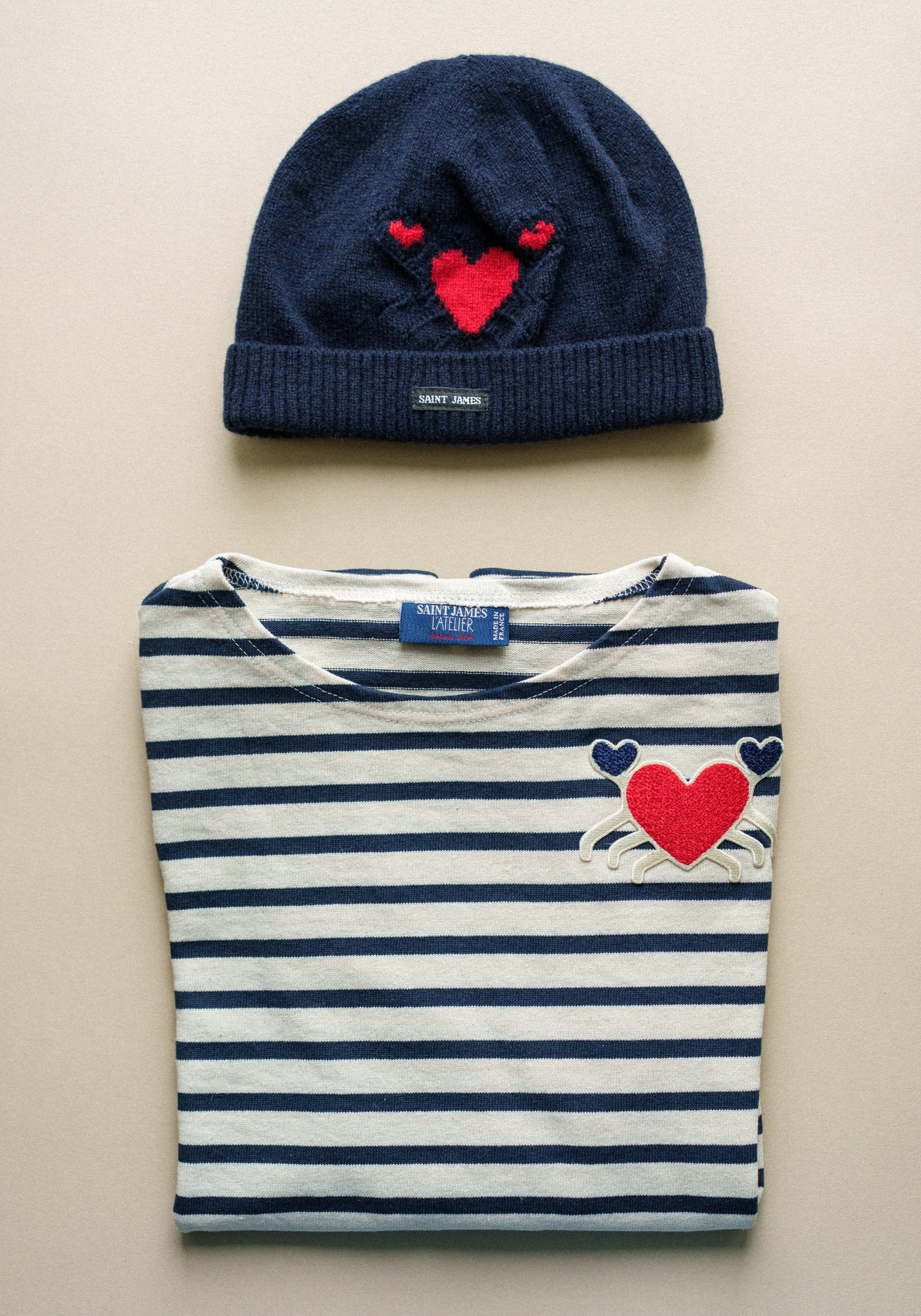 PORTUNE Pure Wool Beanie (NAVY / RED)