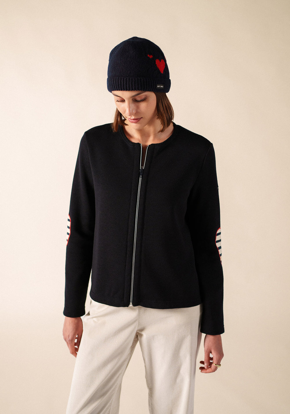 PORTUNE Pure Wool Beanie (NAVY / RED)