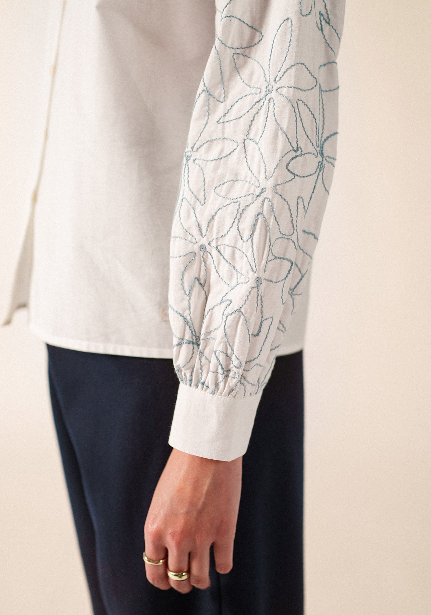 FLORICA Embroidered Cotton Poplin Shirt (IVORY)