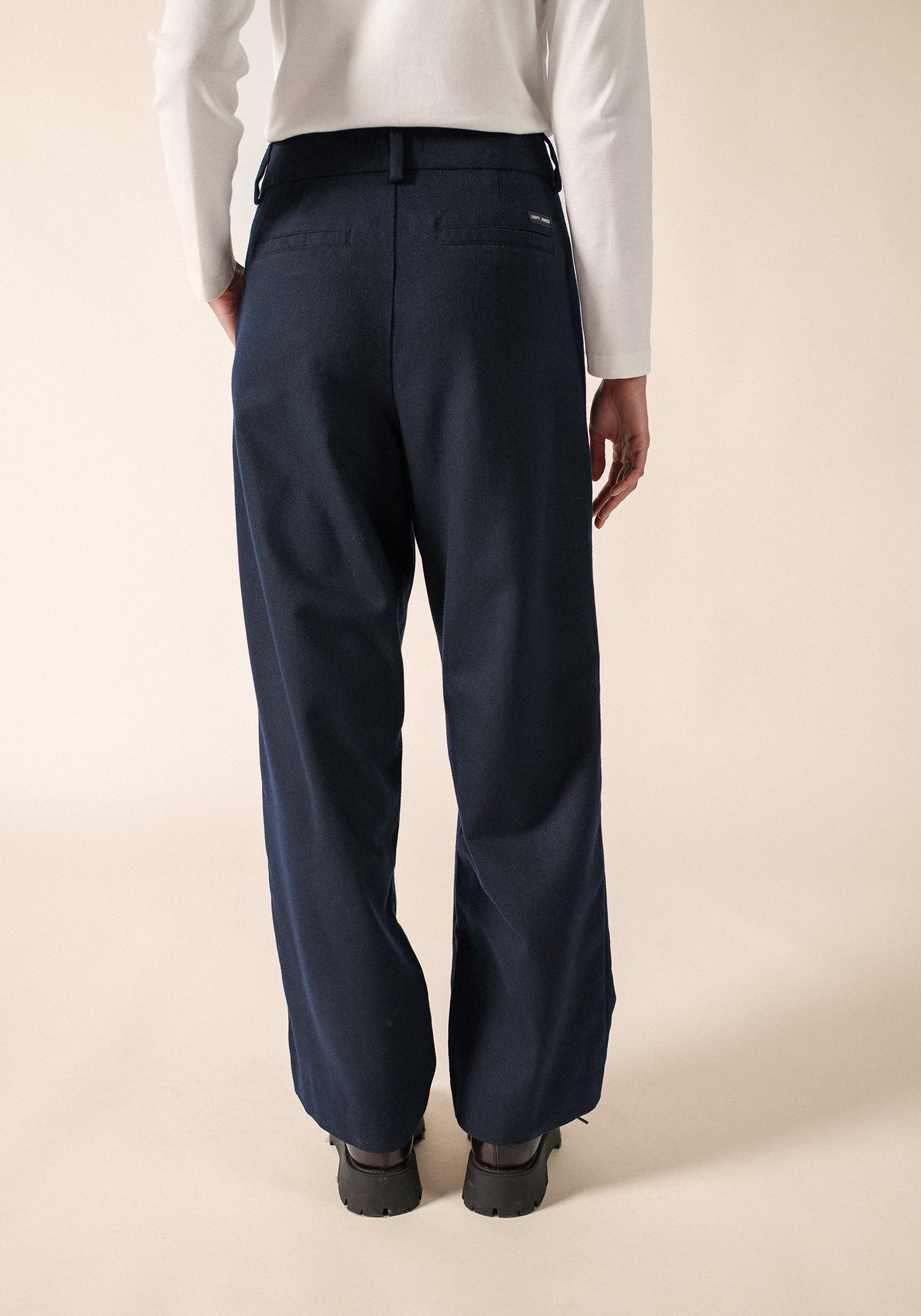 BIANCA HIVER Pleated Wool Flannel Pants (NAVY)