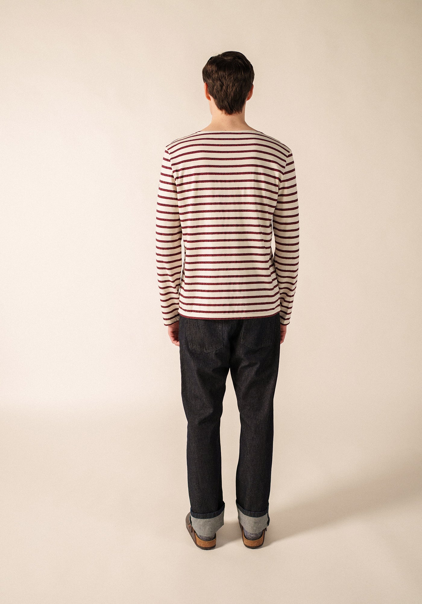 BEILLE Breton Shirt (ECRU / BURGUNDY)