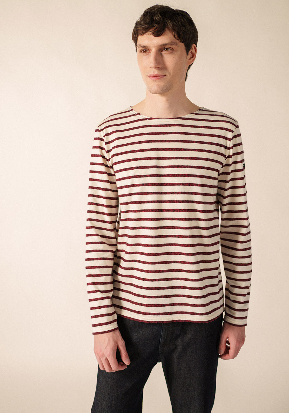 BEILLE Breton Shirt (ECRU / BURGUNDY)