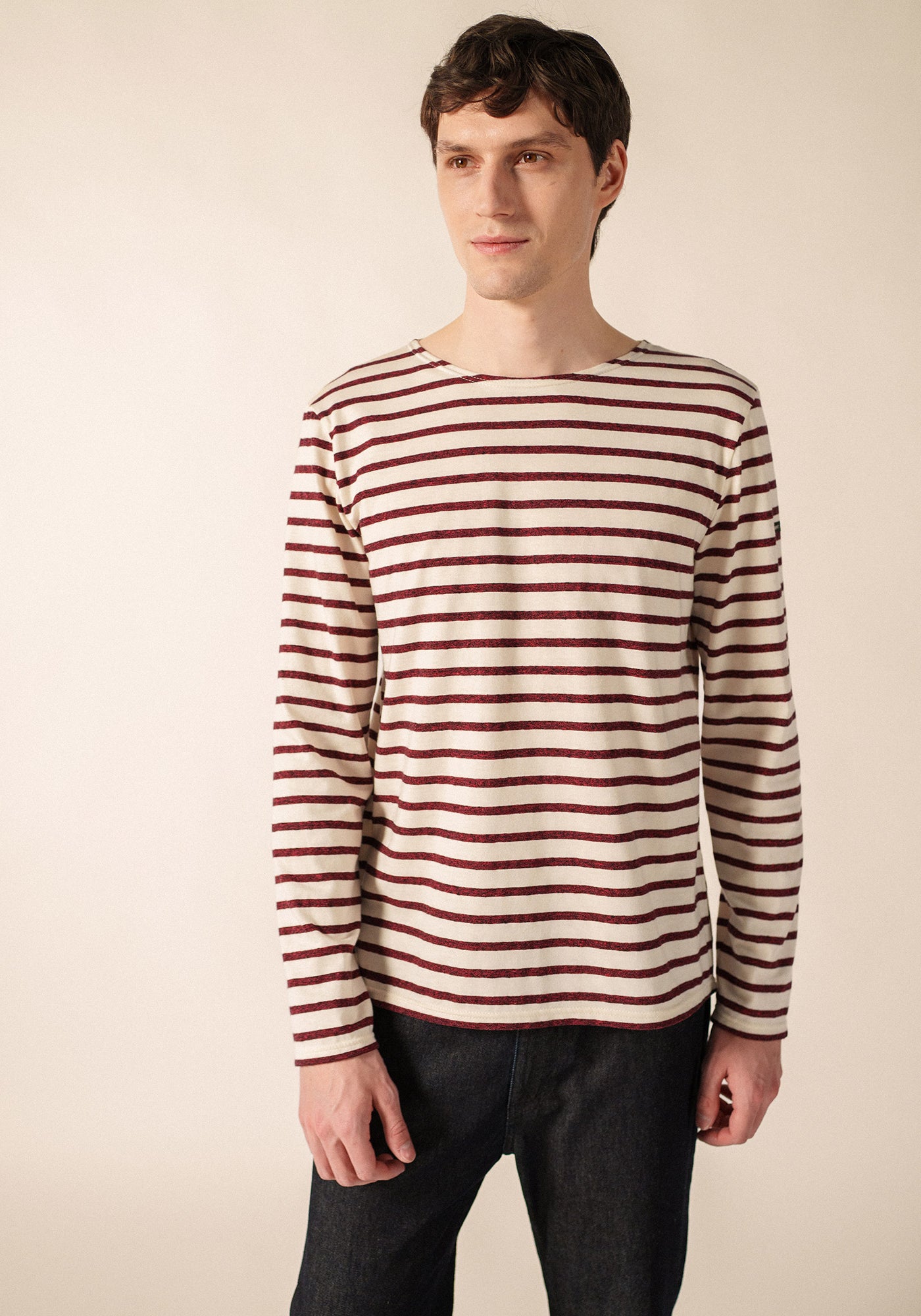 BEILLE Breton Shirt (ECRU / BURGUNDY)