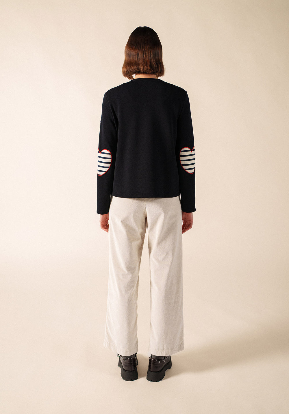 VAUJANY GEMINI CARDI Wool Cardigan (NAVY / ECRU / RED)