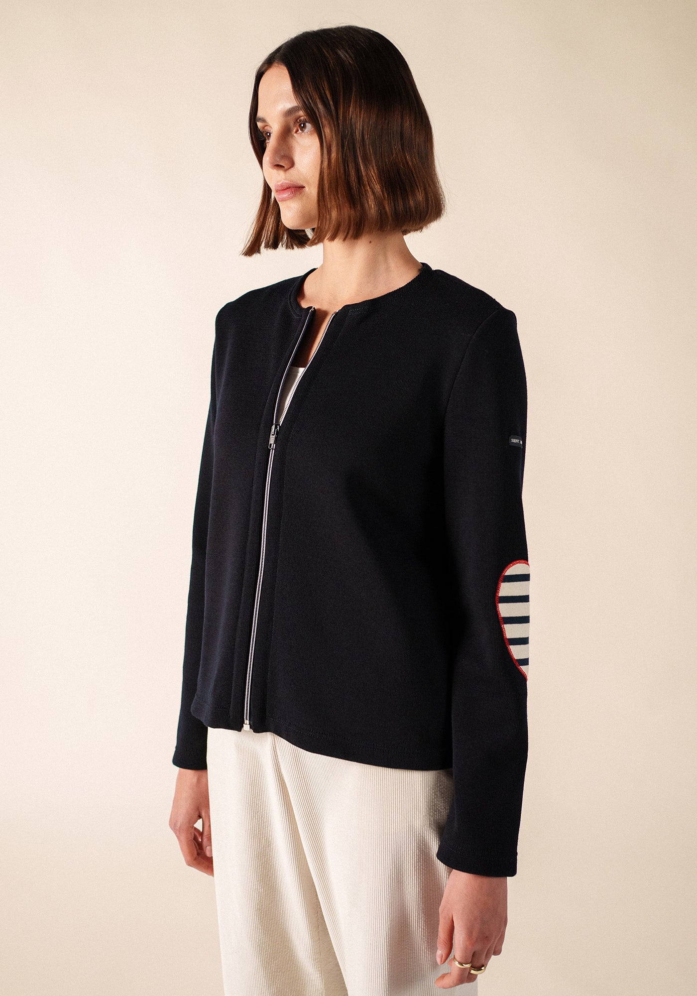 VAUJANY GEMINI CARDI Wool Cardigan (NAVY / ECRU / RED)