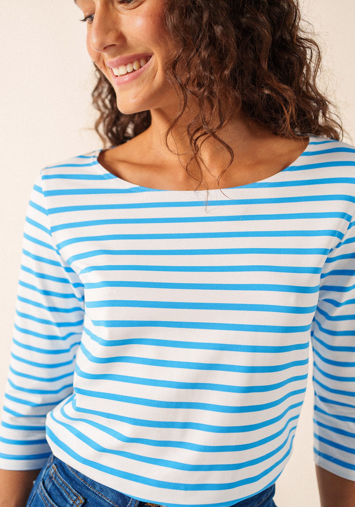 GARDE-COTE III Anti UV Top (WHITE / CAPRI BLUE)