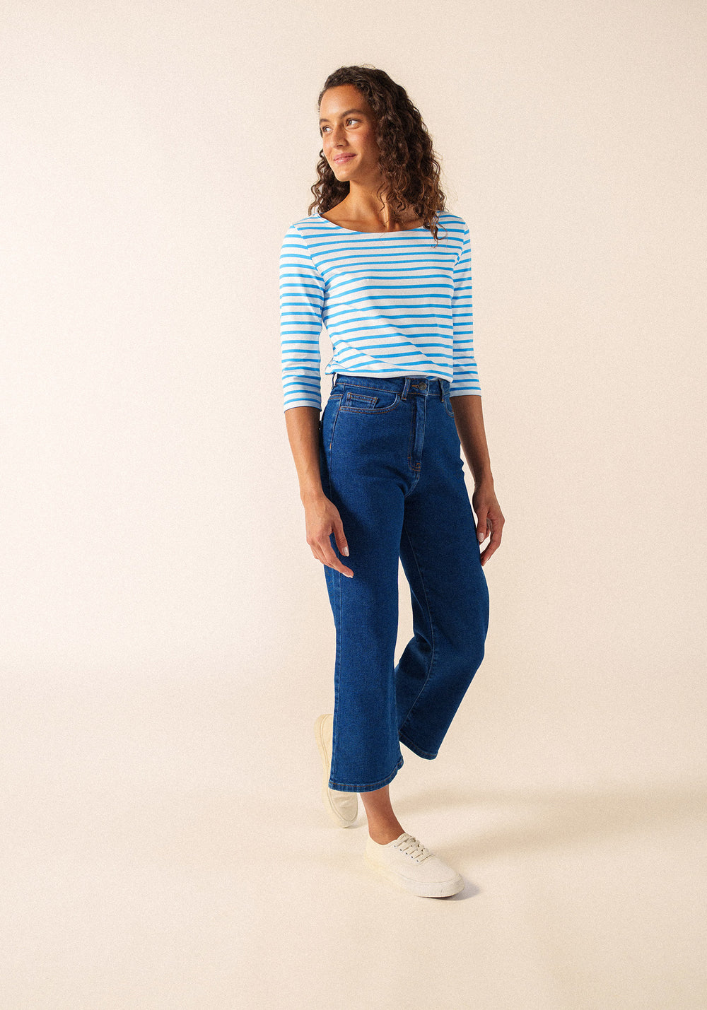 GARDE-COTE III Anti UV Top (WHITE / CAPRI BLUE)