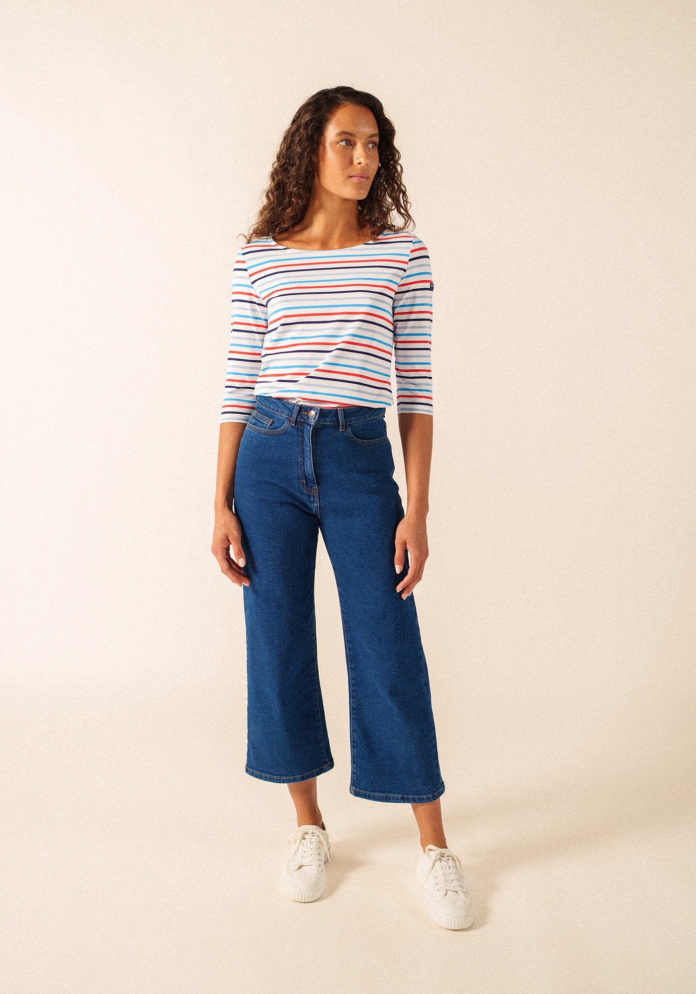 GARDE-COTE MULTICOLOR Striped Top (WHITE / CAPRI BLUE)