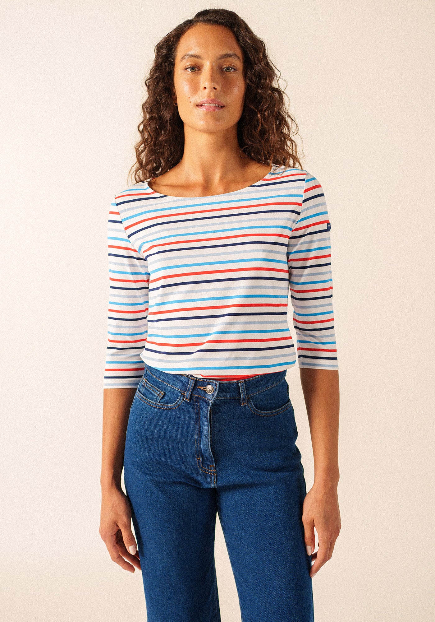 GARDE-COTE MULTICOLOR Striped Top (WHITE / CAPRI BLUE)