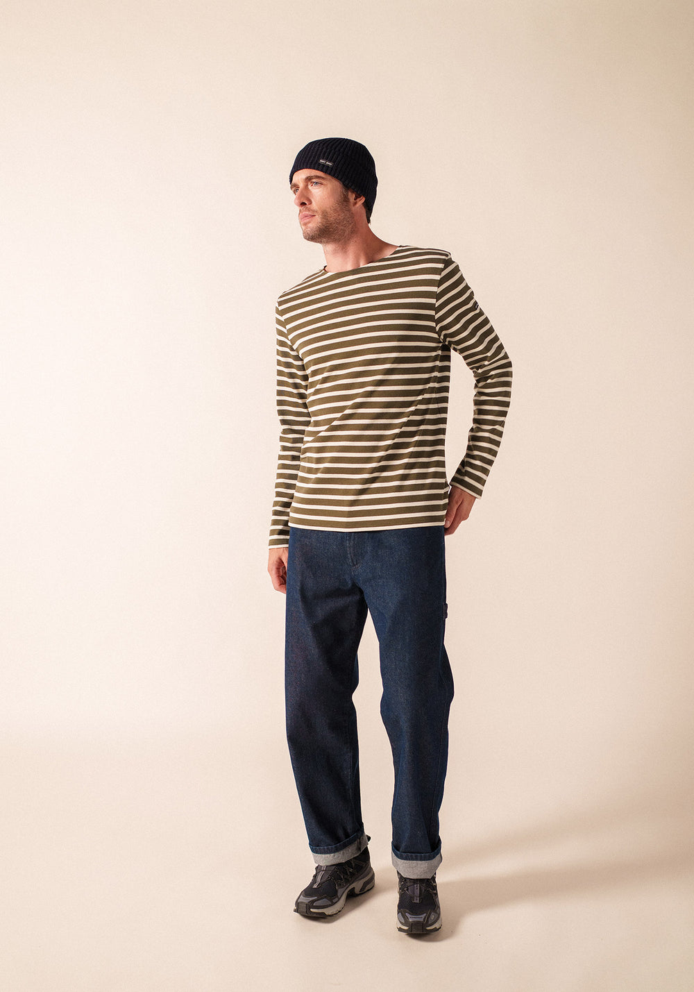 MERIDIEN MODERNE Breton Shirt (MOSS GREEN / ECRU)