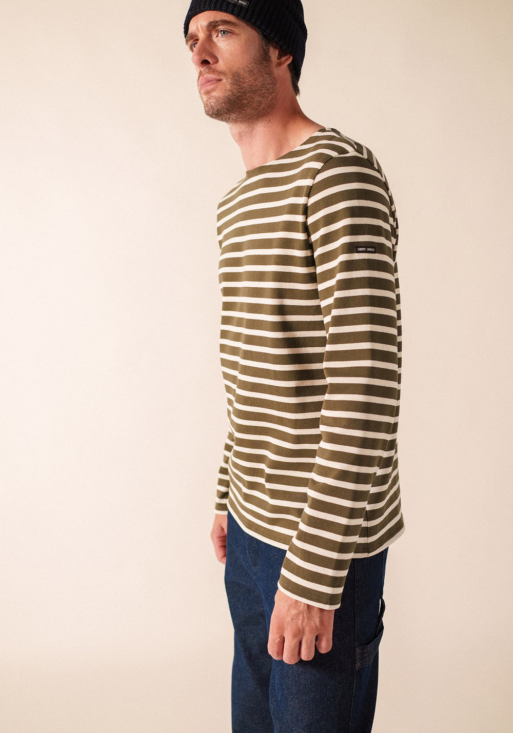 MERIDIEN MODERNE Breton Shirt (MOSS GREEN / ECRU)