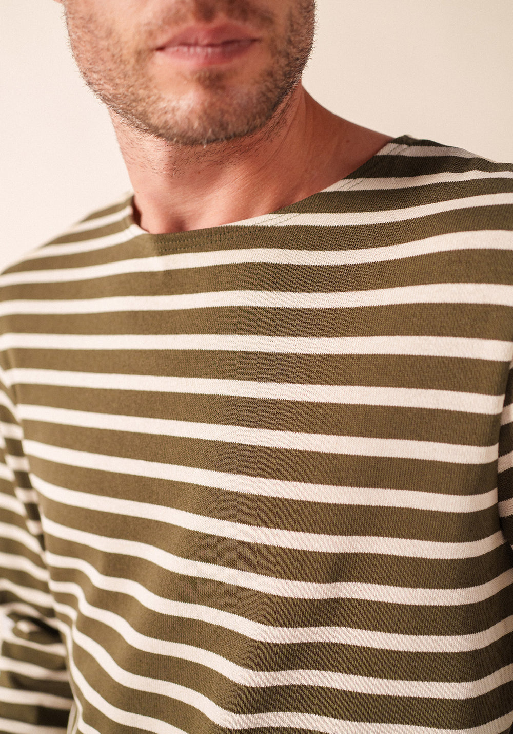 MERIDIEN MODERNE Breton Shirt (MOSS GREEN / ECRU)