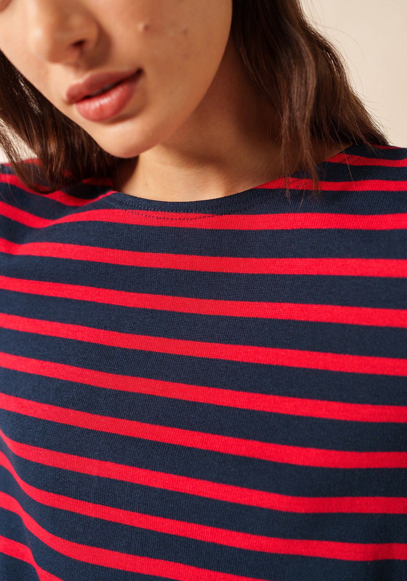 Meridien Moderne Breton Shirt (NAVY / RED)