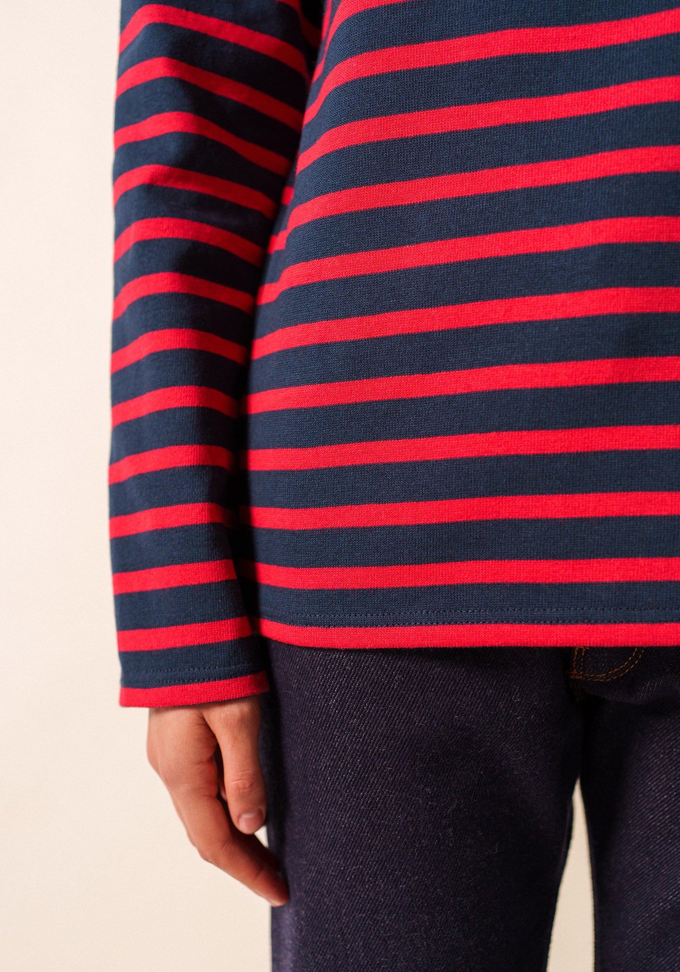 Meridien Moderne Breton Shirt (NAVY / RED)