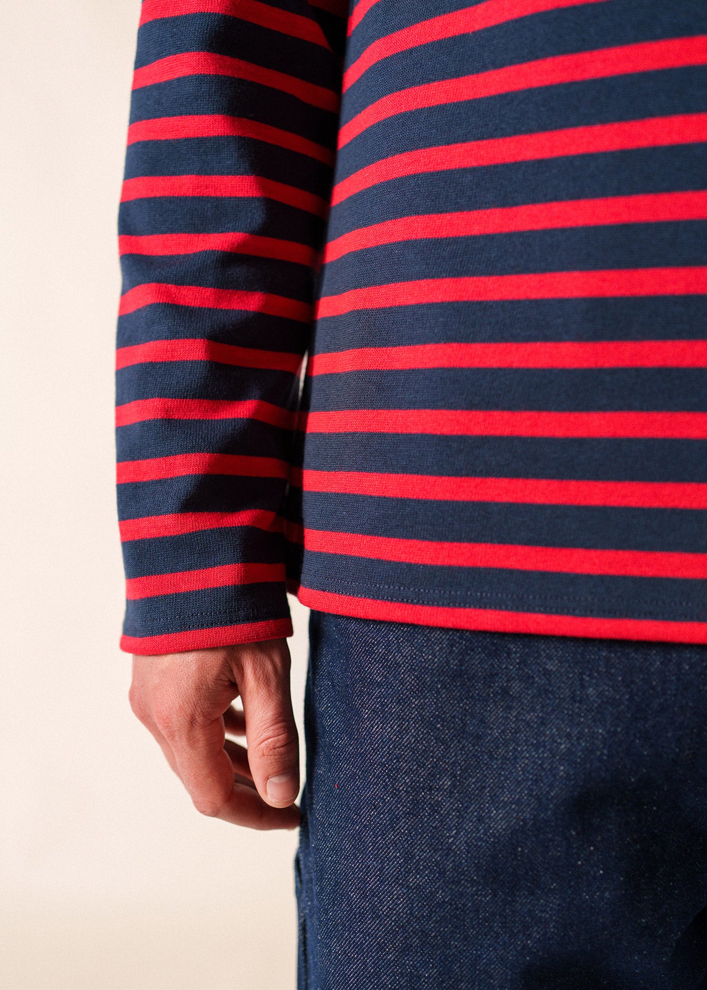 【NAVY】WOOL-LIKE LOOSE STRIPE SHIRT Breton Stripe Shirt | MERIDIEN MODERN | Saint James® Official Site