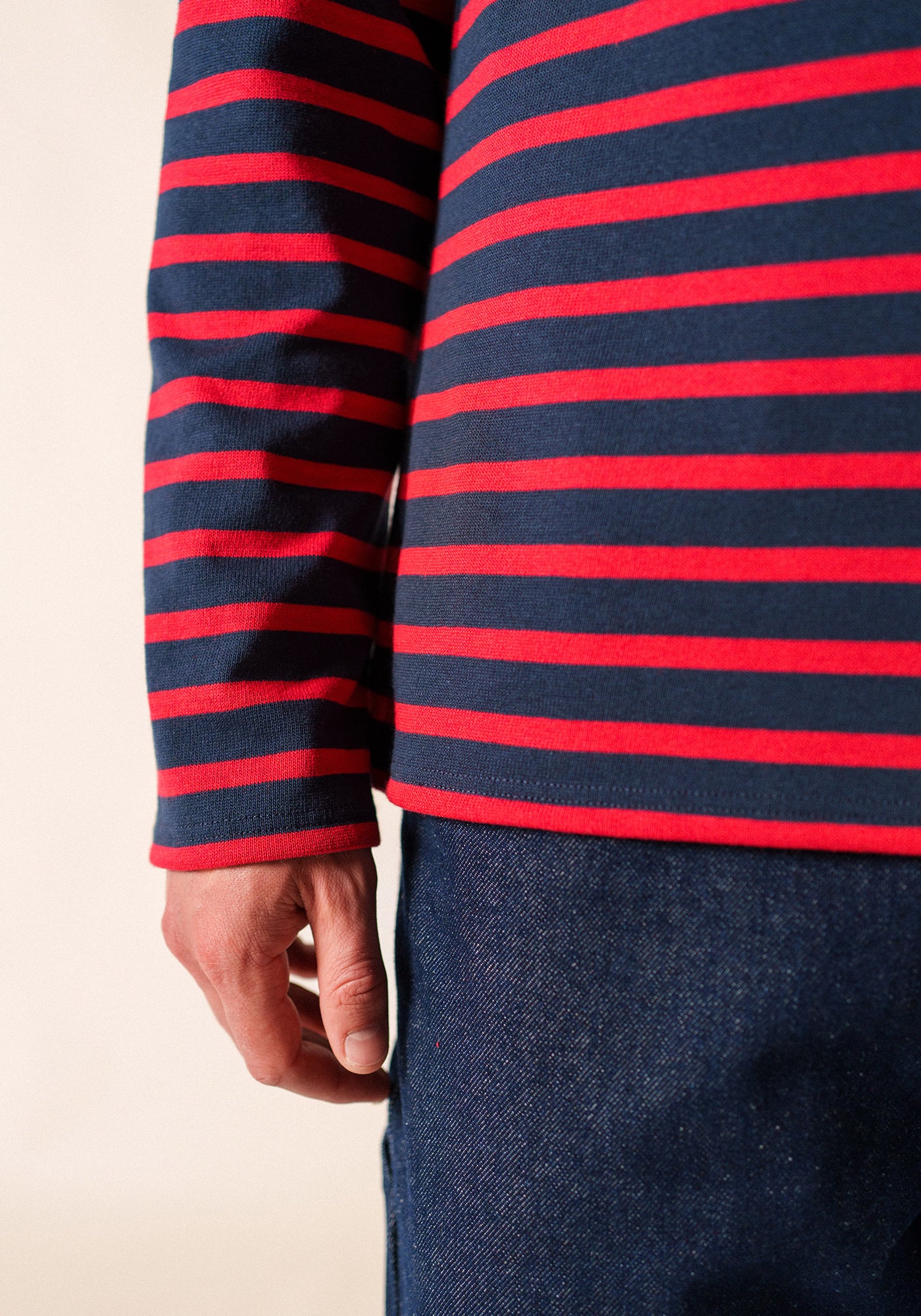 MERIDIEN MODERNE Breton Shirt (NAVY / RED)