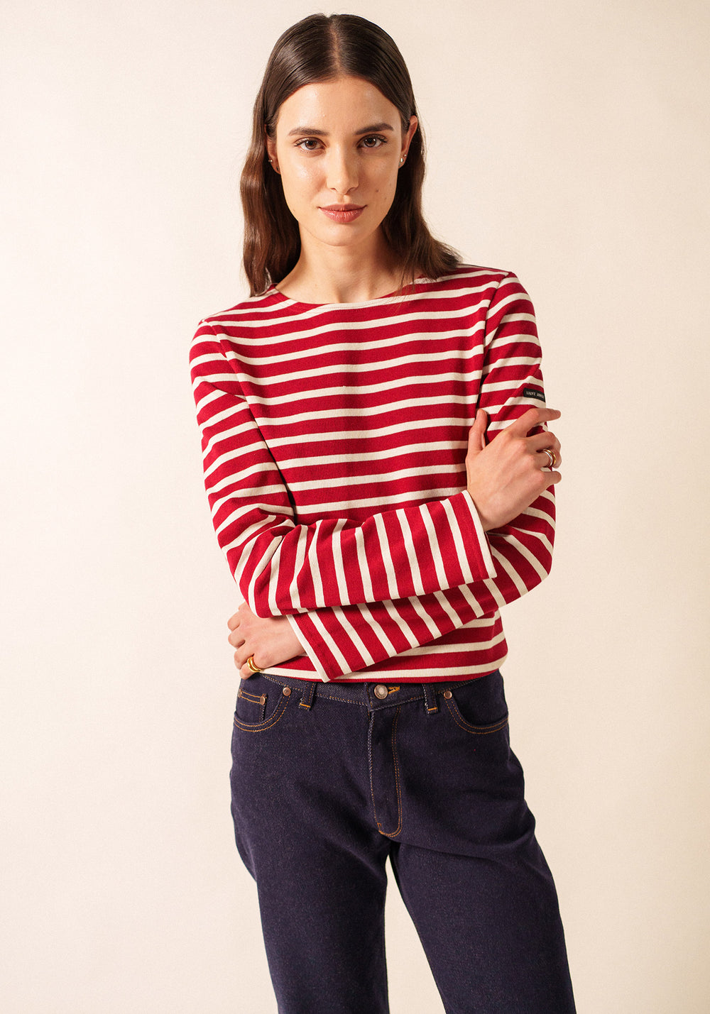Meridien Moderne Breton Shirt (MAROON / ECRU)