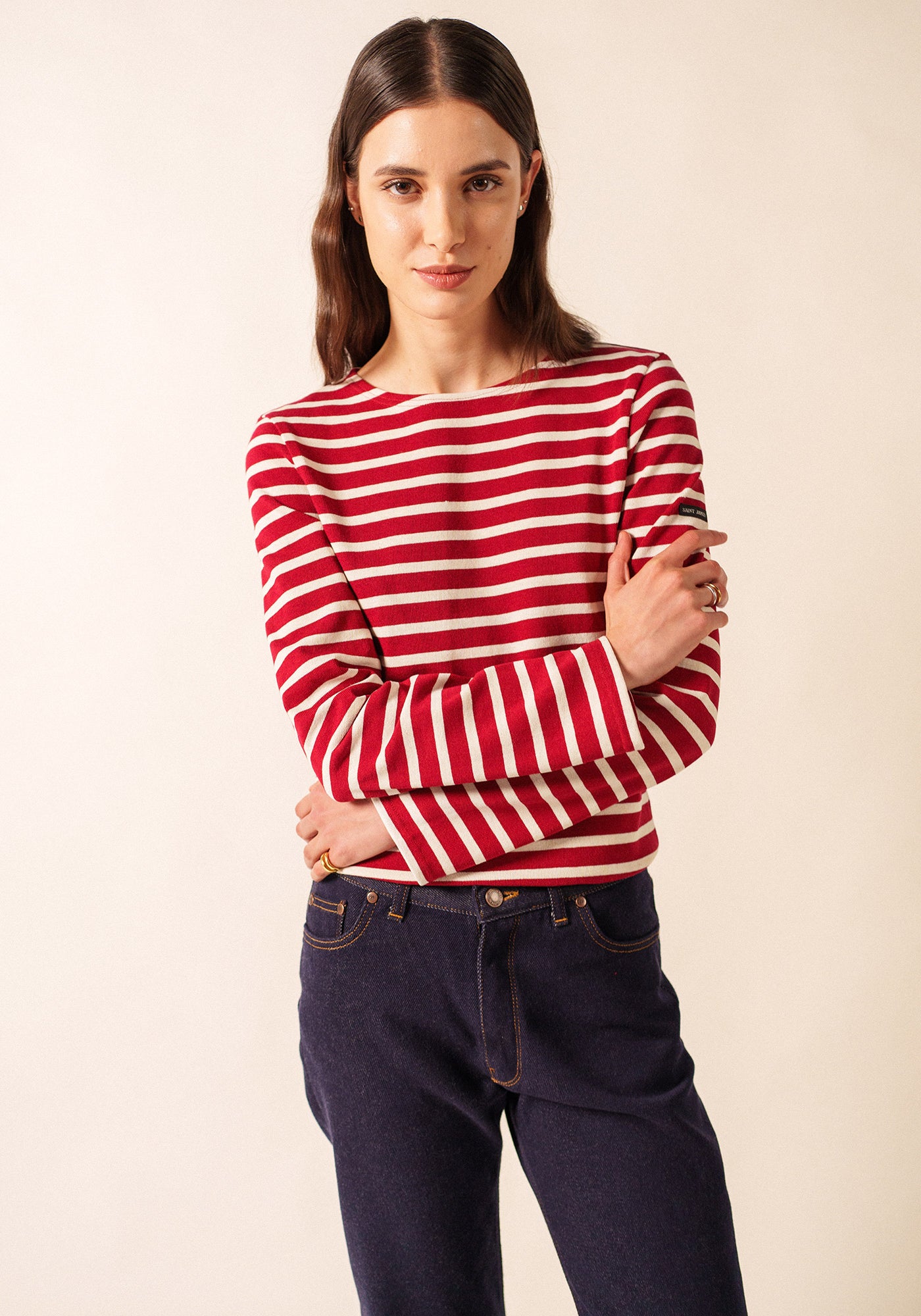 Meridien Moderne Breton Shirt (MAROON / ECRU)