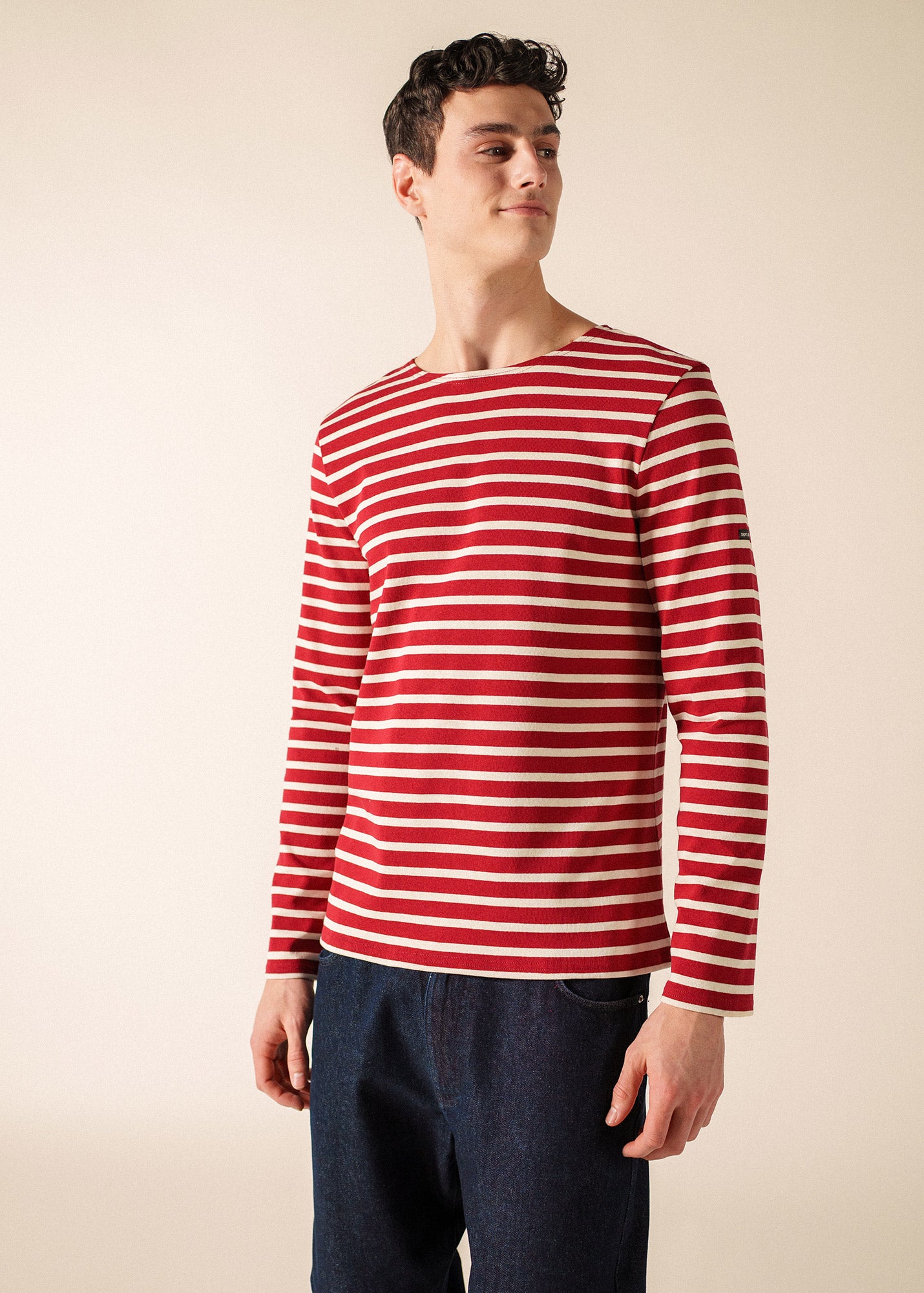 (美品)STRIPE RIBON SHIRTS MINQUIERS PARIS Breton Shirt (WHITE / RED) • Saint James USA
