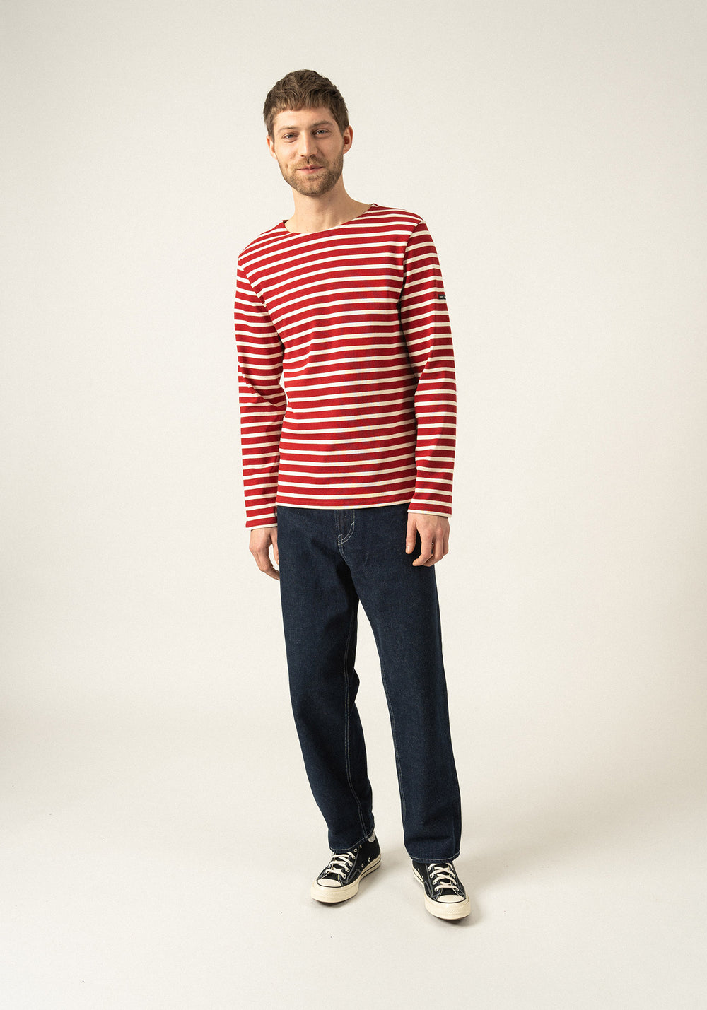 Meridien Moderne Breton Shirt (MAROON / ECRU)