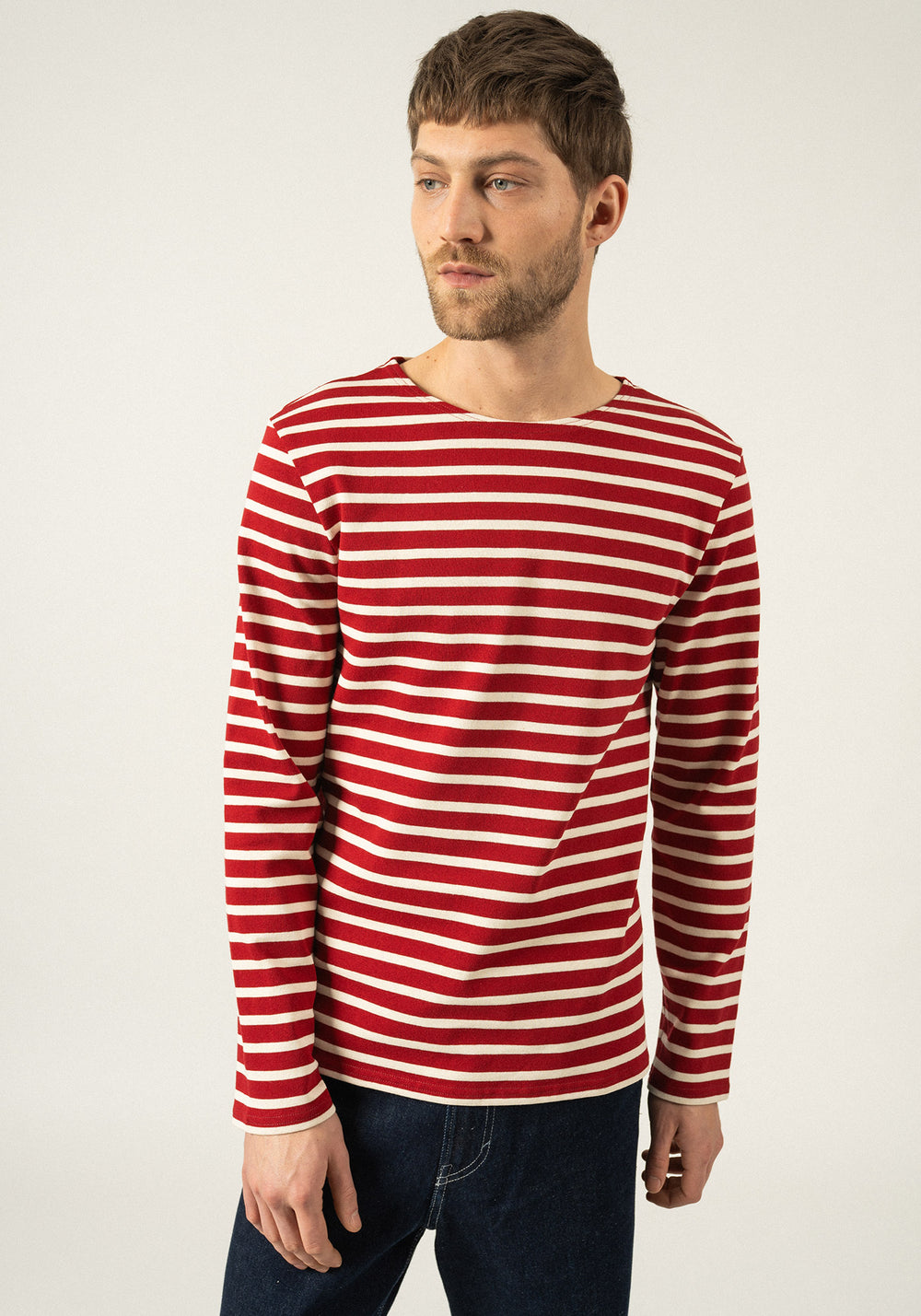 Meridien Moderne Breton Shirt (MAROON / ECRU)