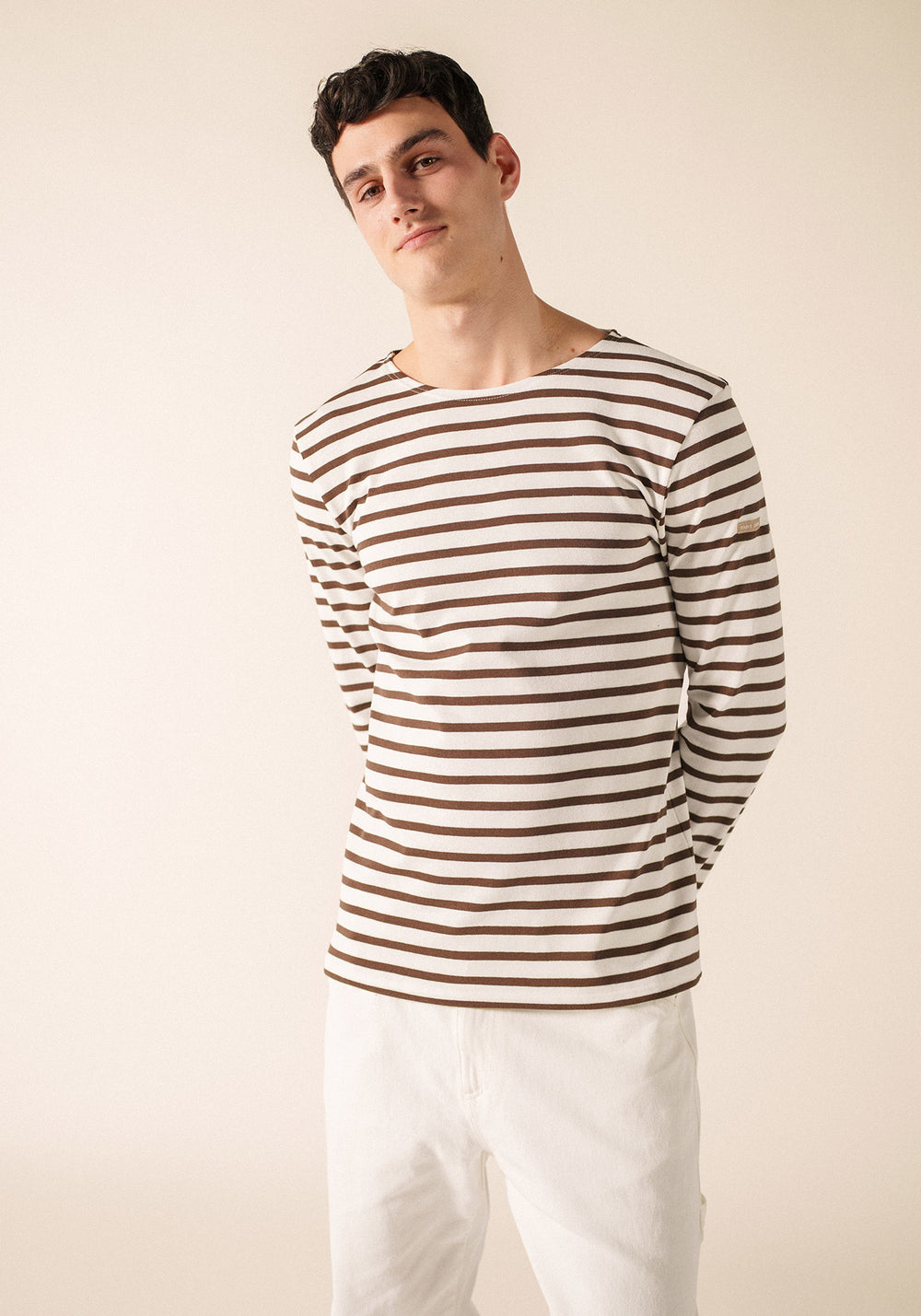 MERIDIEN MODERNE Breton Shirt (WHITE / CHOCOLATE)