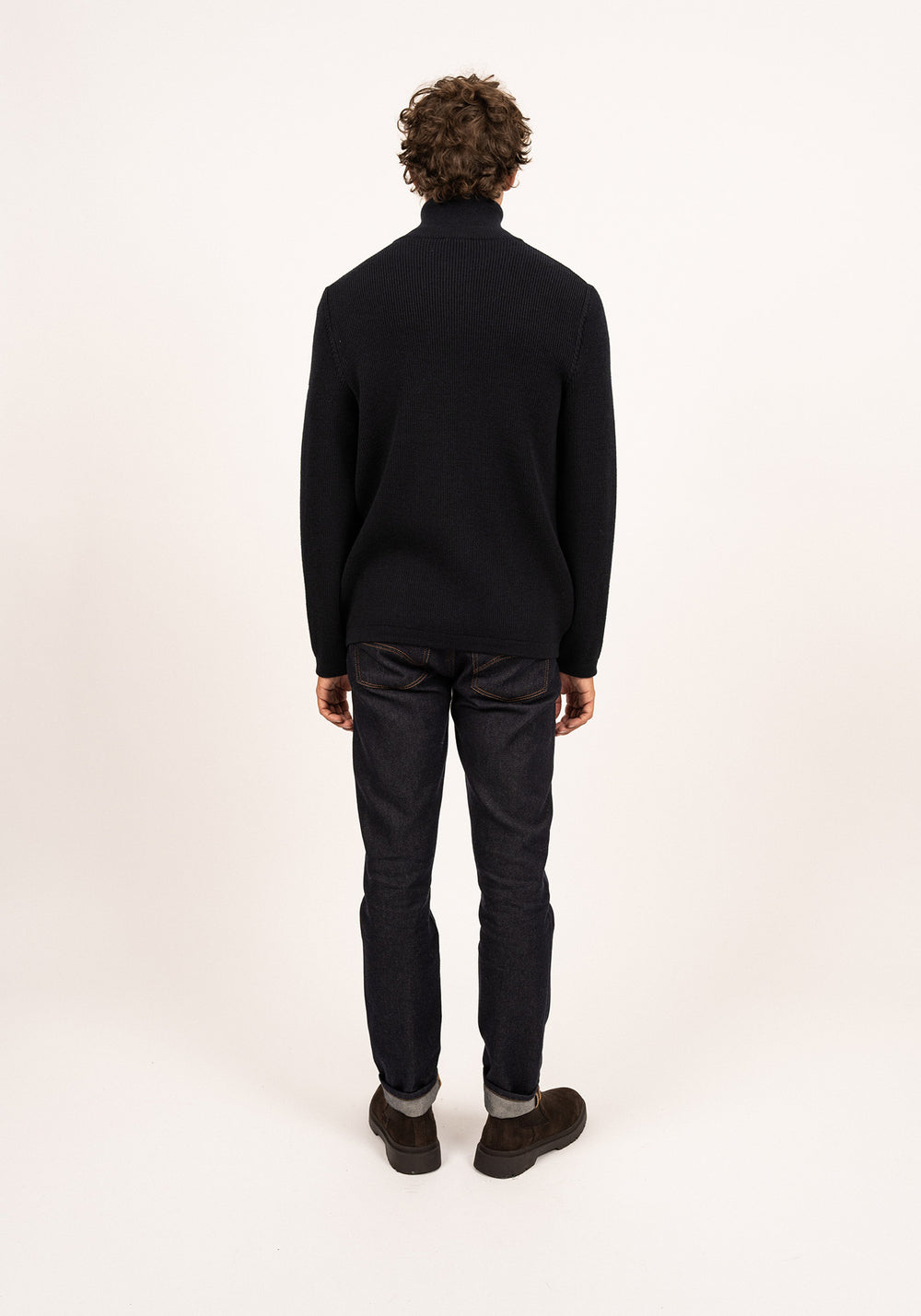 QUIBERON - High Collar Knit Jacket (NAVY)