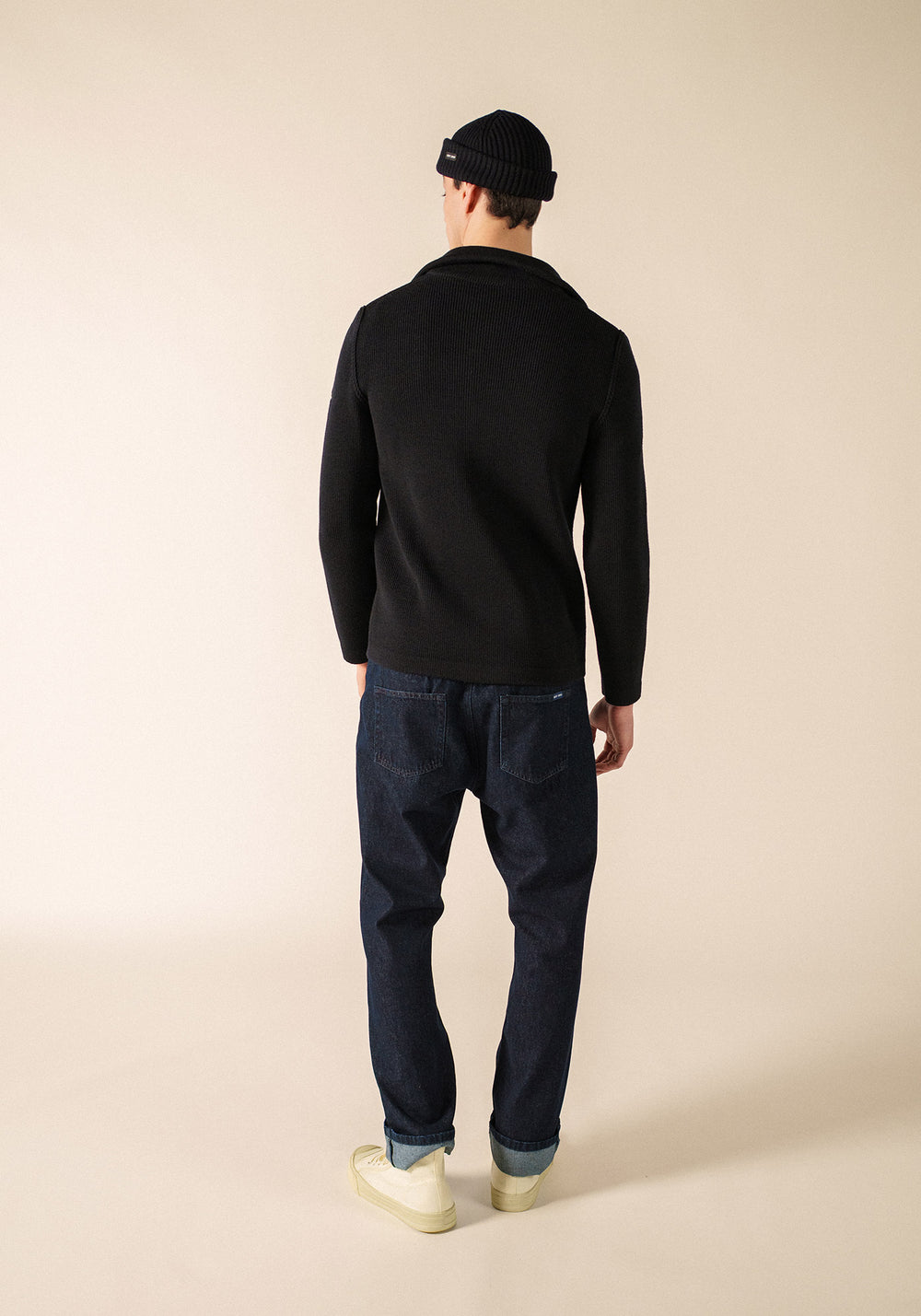 QUIBERON - High Collar Knit Jacket (NAVY)