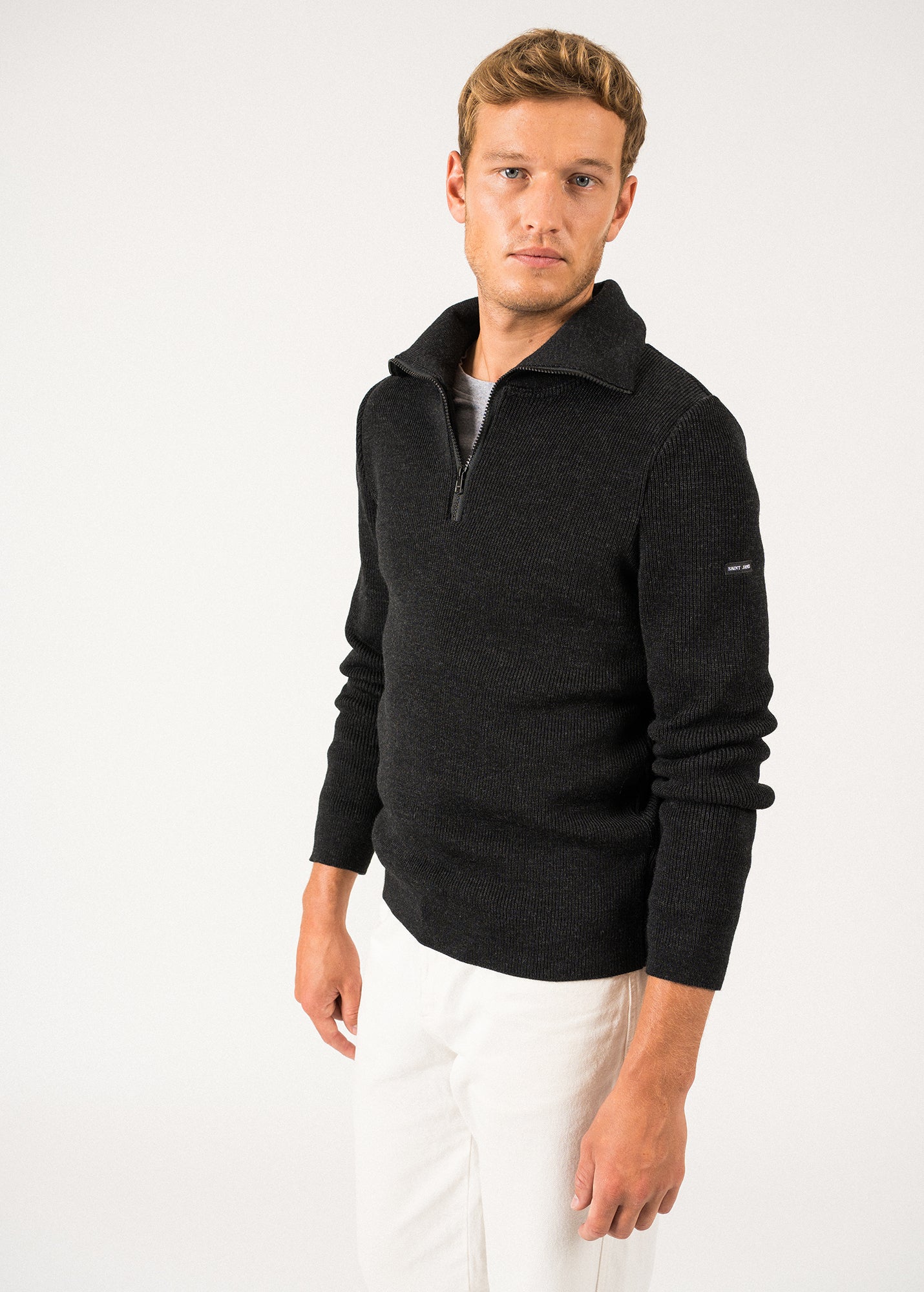 Cotentin Trucker Sweater (DARK GRAY) • Saint James USA