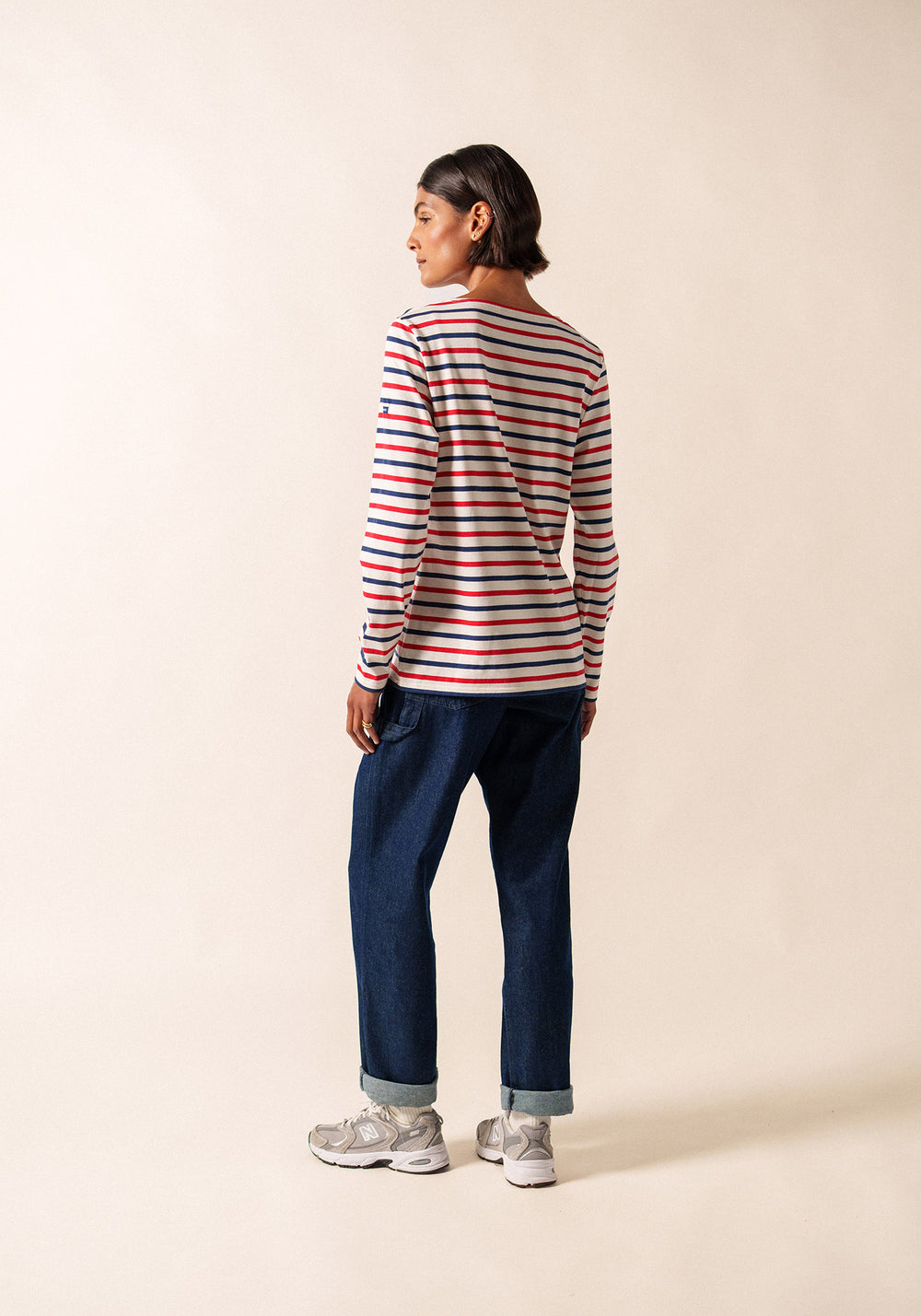 Minquidame Tri-Color Breton Shirt (ECRU / NAVY / RED)