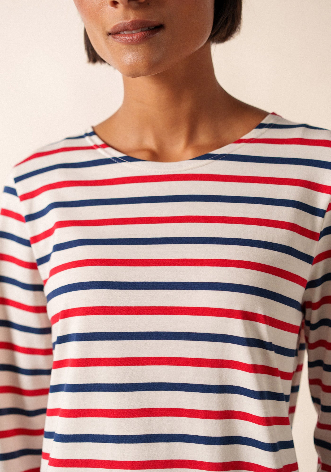 Minquidame Tri-Color Breton Shirt (ECRU / NAVY / RED)
