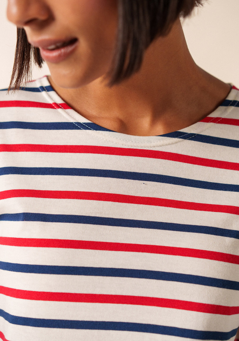 Minquidame Tri-Color Breton Shirt (ECRU / NAVY / RED)